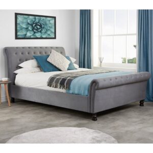 Andriana Fabric Super King Size Bed In Grey Velvet