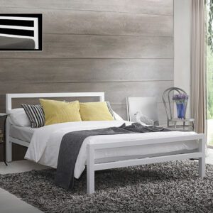 City Block Metal Vintage Style Double Bed In White