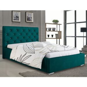 Hyannis Plush Velvet King Size Bed In Green