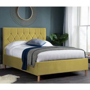 Loxley Fabric Upholstered King Size Ottoman Bed In Mustard