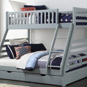 States Wooden Three Sleeper Bunk Bed, Double, Grey