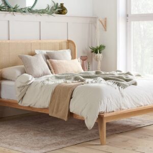Birlea Astrid Wooden Rattan Bed Frame, Double