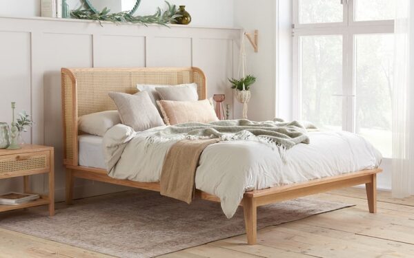 Birlea Astrid Wooden Rattan Bed Frame, Double