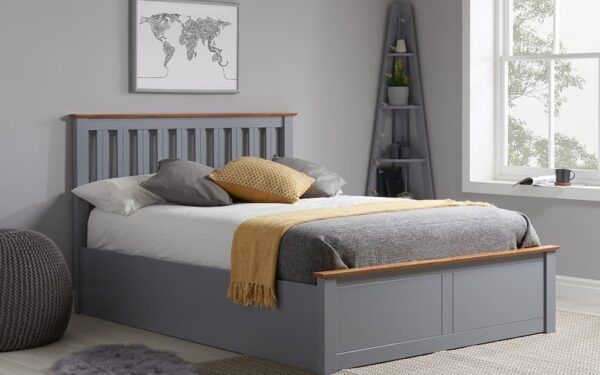 Birlea Phoenix Wooden Ottoman Bed Frame, Double, Pearl Grey