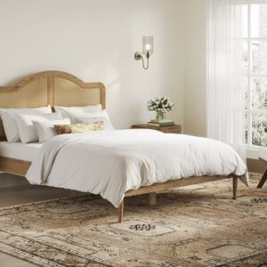 LPD Claude Wooden Rattan Bed Frame, Double