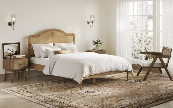 LPD Claude Wooden Rattan Bed Frame, Double