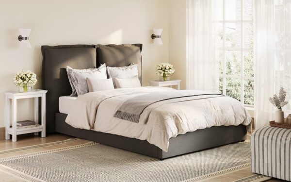 LPD Sunday Fabric Bed Frame, Double, Dark Grey