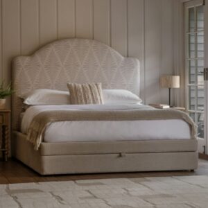Tbilisi Fabric Double Bed With 2 Drawers In Taupe