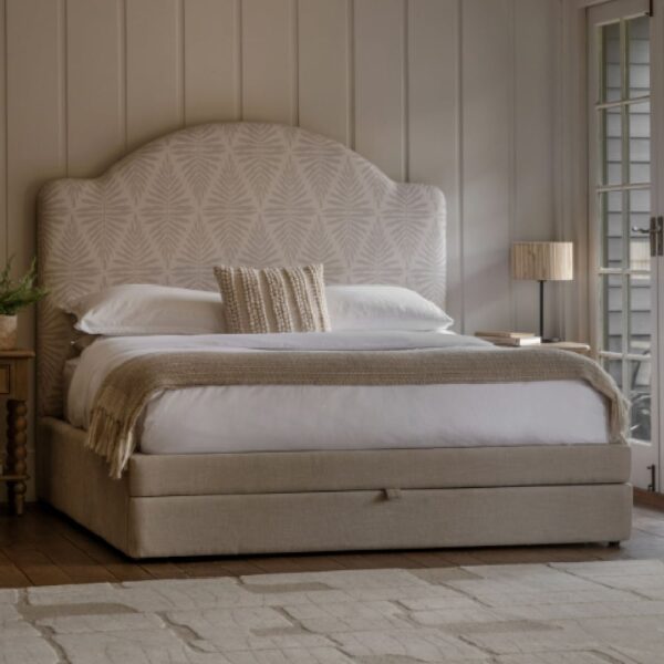 Tbilisi Fabric Double Bed With 2 Drawers In Taupe